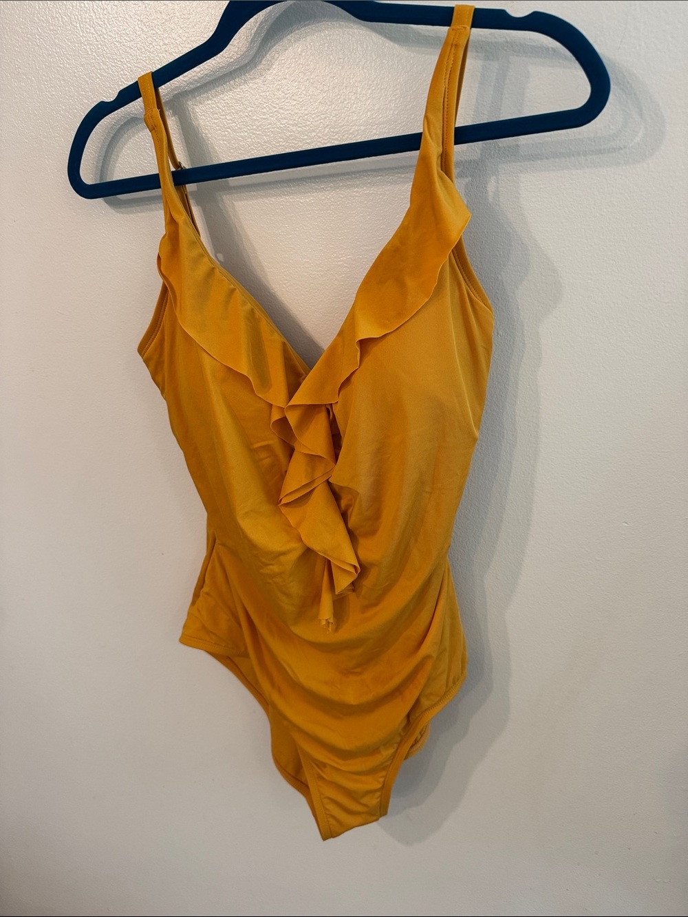 Girls' Mustard Ruffle One-Piece Swimsuit - Kids